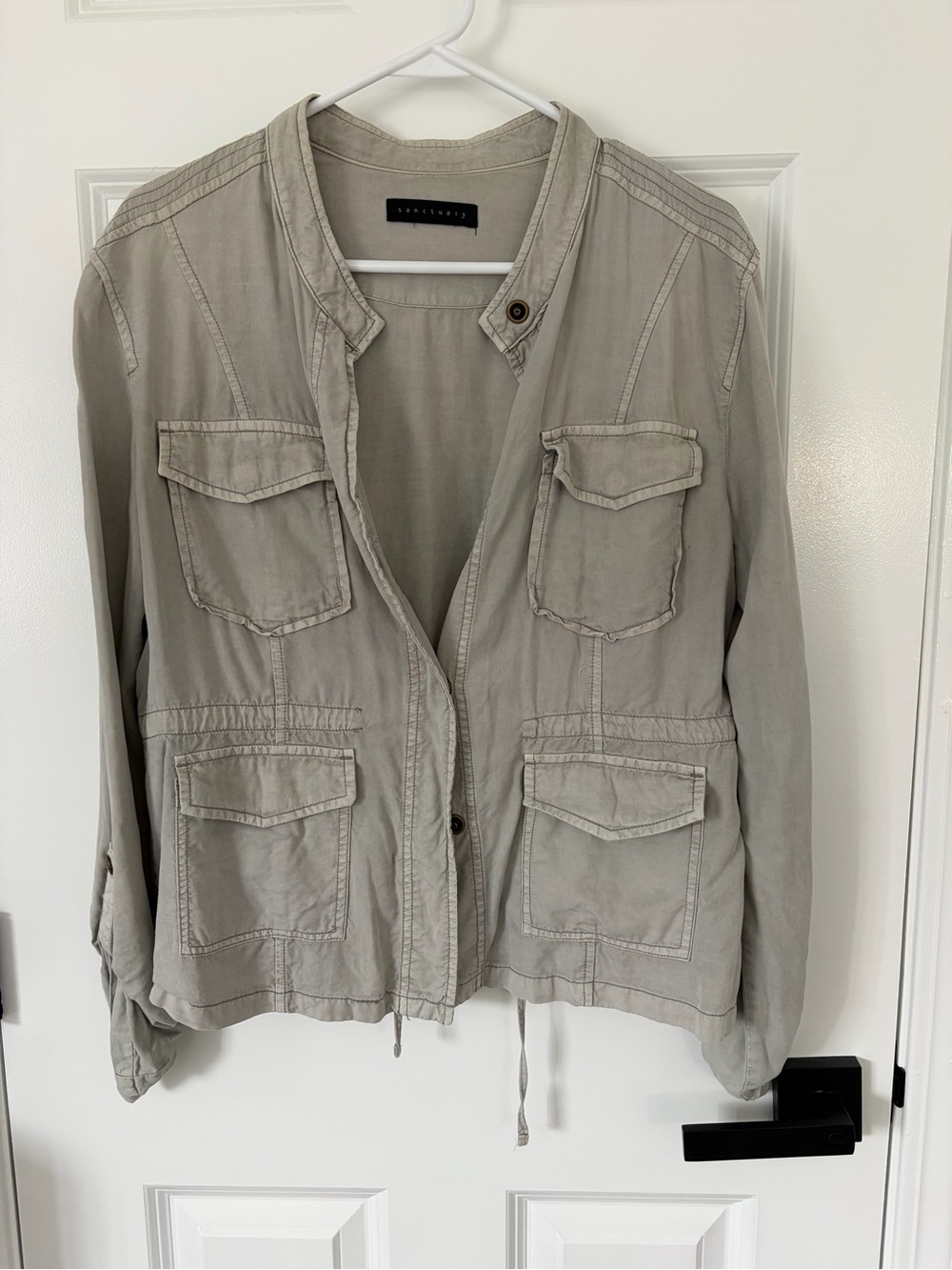 Sanctuary Light Gray Utility Jacket with Patch Pockets